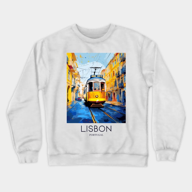 A Pop Art Travel Print of Lisbon - Portugal Crewneck Sweatshirt by Studio Red Koala